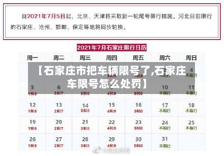 【石家庄市把车辆限号了,石家庄车限号怎么处罚】