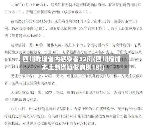 四川昨增省内感染者32例(四川增加本土新增疑似病例1例)