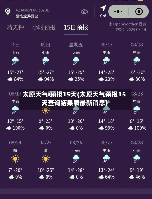太原天气i预报15天(太原天气预报15天查询结果表最新消息)