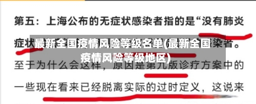 最新全国疫情风险等级名单(最新全国疫情风险等级地区)