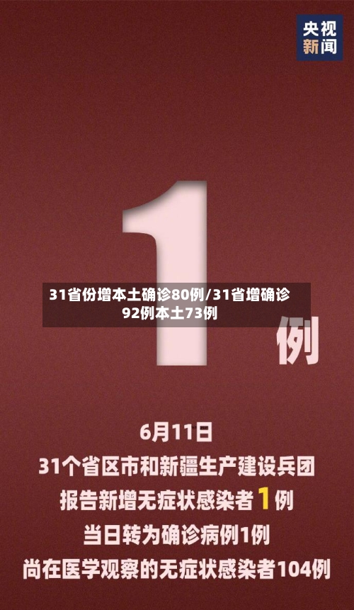 31省份增本土确诊80例/31省增确诊92例本土73例
