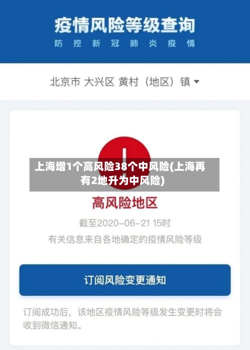 上海增1个高风险38个中风险(上海再有2地升为中风险)