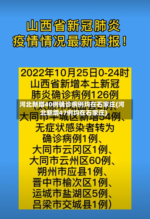 河北新增40例确诊病例均在石家庄(河北新增47例均在石家庄)