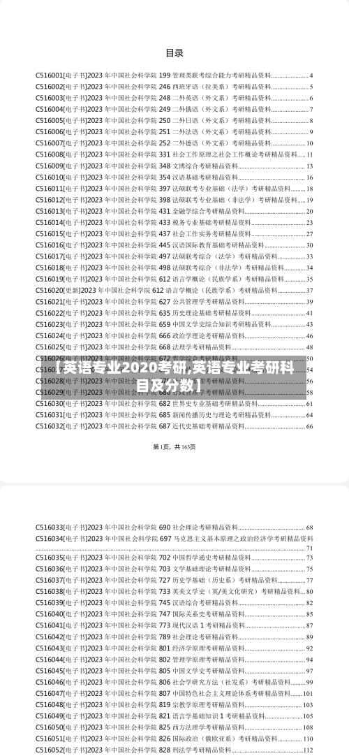 【英语专业2020考研,英语专业考研科目及分数】
