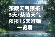 茶陵天气预报15天/茶陵天气预报15天准确一览表