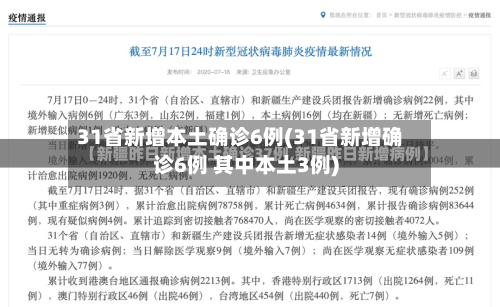 31省新增本土确诊6例(31省新增确诊6例 其中本土3例)