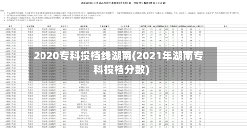 2020专科投档线湖南(2021年湖南专科投档分数)
