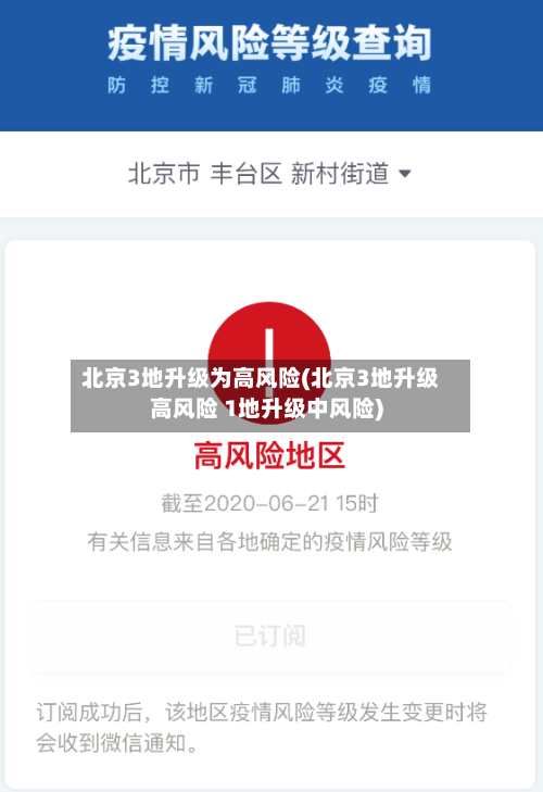北京3地升级为高风险(北京3地升级高风险 1地升级中风险)