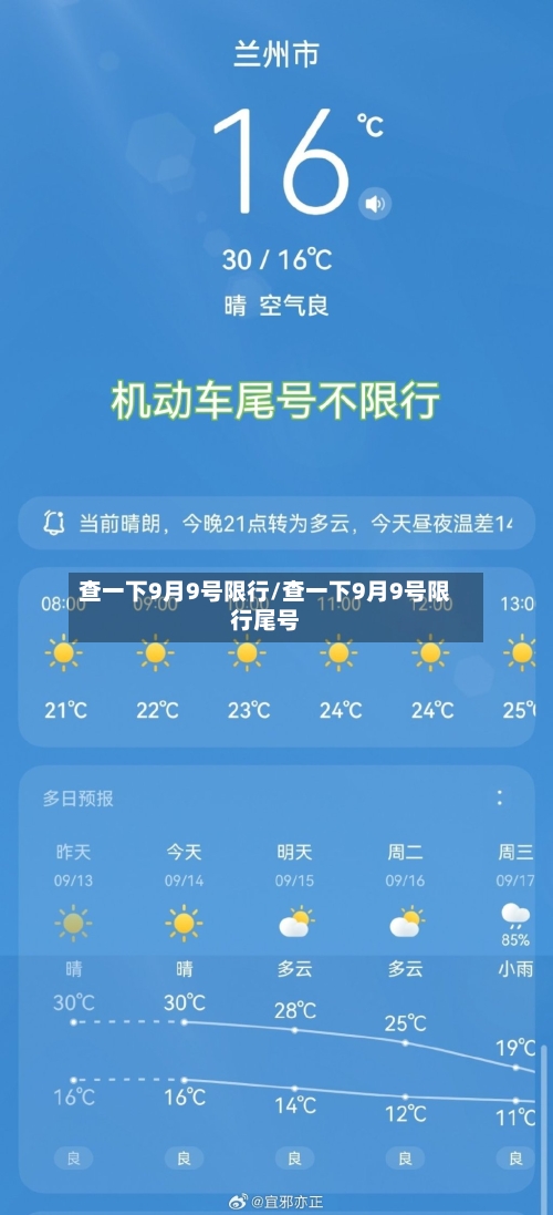 查一下9月9号限行/查一下9月9号限行尾号