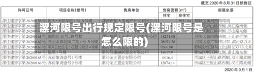漯河限号出行规定限号(漯河限号是怎么限的)