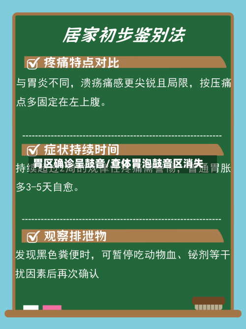 胃区确诊呈鼓音/查体胃泡鼓音区消失