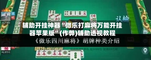辅助开挂神器“微乐打麻将万能开挂器苹果版”(作弊)辅助透视教程