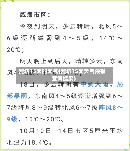 潍坊15天的天气(潍坊15天天气预报查询结果)