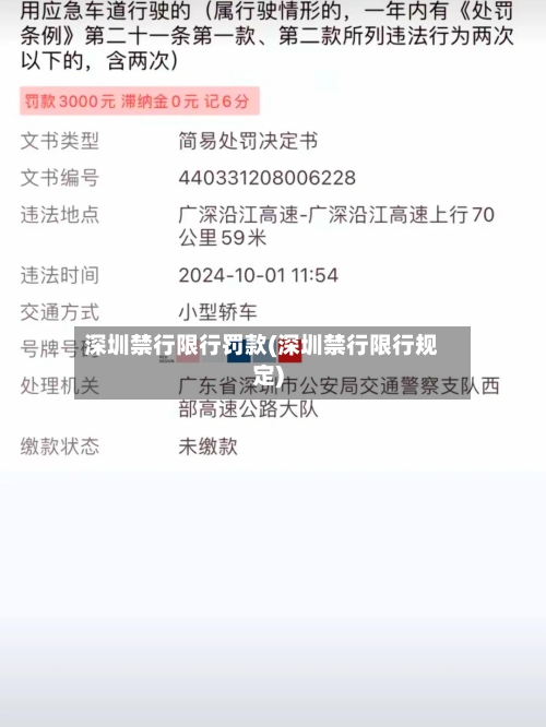深圳禁行限行罚款(深圳禁行限行规定)