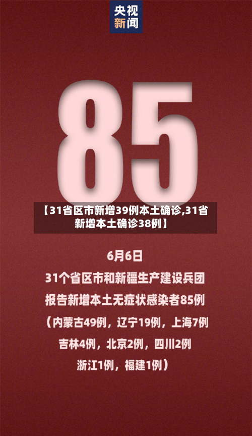 【31省区市新增39例本土确诊,31省新增本土确诊38例】