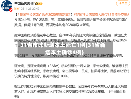 31省市昨新增本土死亡1例(31省新增本土确诊4例)