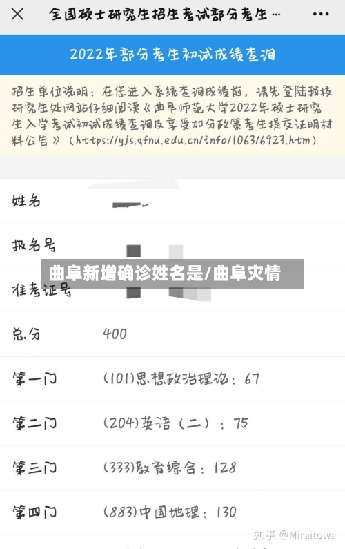 曲阜新增确诊姓名是/曲阜灾情