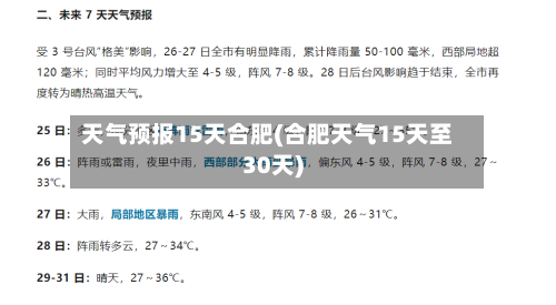 天气预报15天合肥(合肥天气15天至30天)