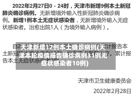 天津新增12例本土确诊病例(天津本轮疫情报告确诊病例31例无症状感染者10例)