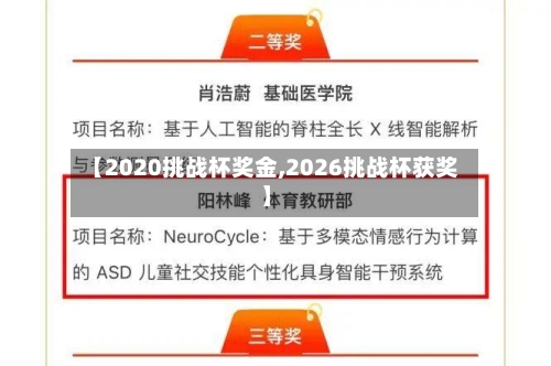 【2020挑战杯奖金,2026挑战杯获奖】