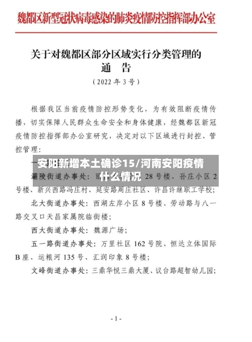安阳新增本土确诊15/河南安阳疫情什么情况