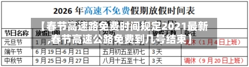 【春节高速路免费时间规定2021最新,春节高速公路免费到几号结束】