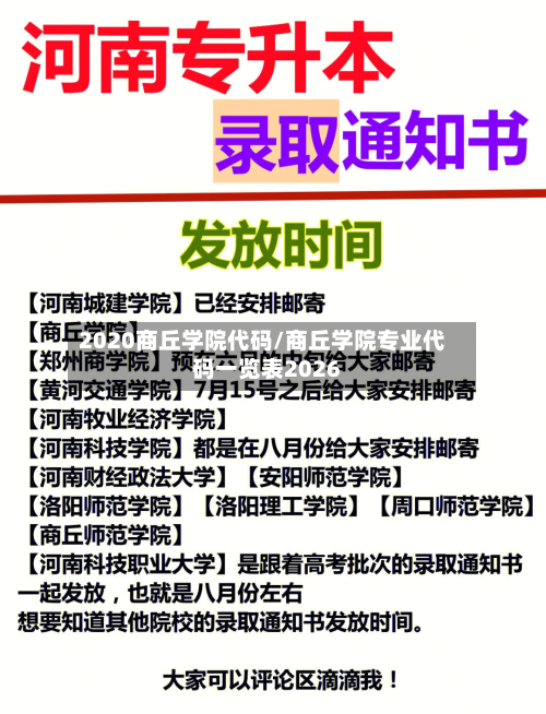 2020商丘学院代码/商丘学院专业代码一览表2026