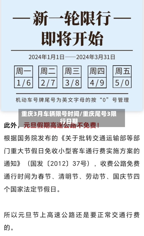 重庆3月车辆限号时间/重庆尾号3限行日期