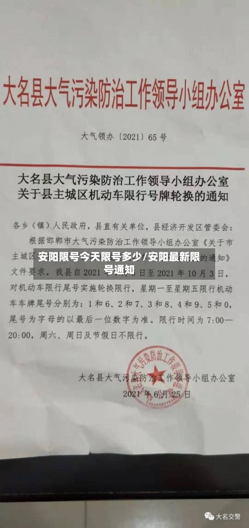 安阳限号今天限号多少/安阳最新限号通知