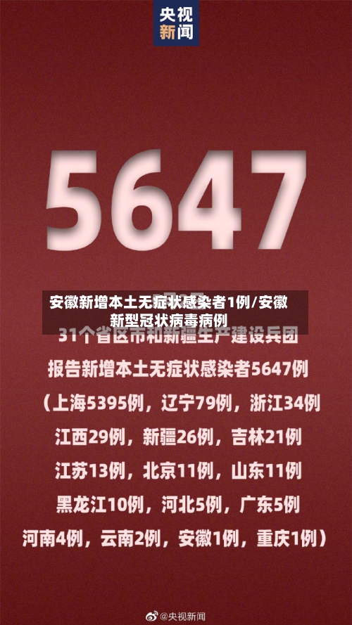 安徽新增本土无症状感染者1例/安徽新型冠状病毒病例