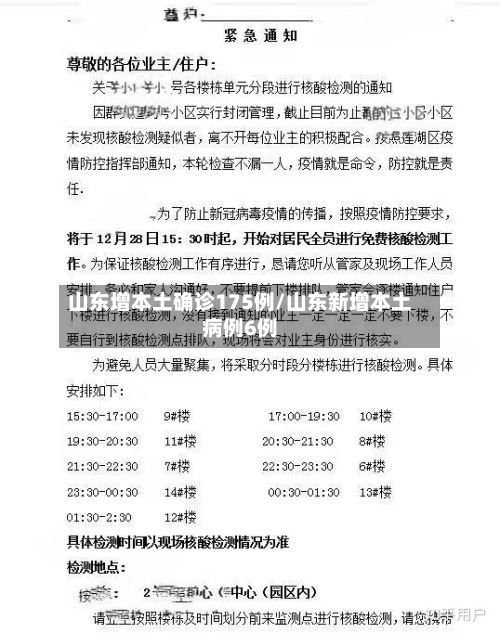 山东增本土确诊175例/山东新增本土病例6例