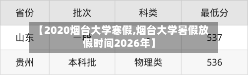 【2020烟台大学寒假,烟台大学暑假放假时间2026年】
