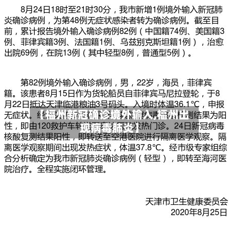 【福州新冠确诊境外输入,福州出现病毒肺炎】