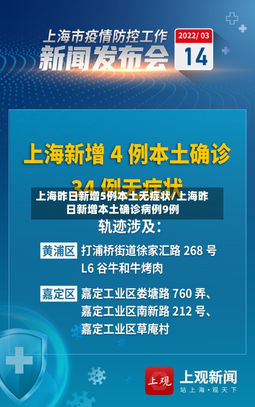 上海昨日新增5例本土无症状/上海昨日新增本土确诊病例9例